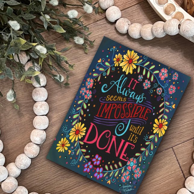 Cartão Floral Bonito Tudo é Possível Citação Inspiradora (Criador carregado)