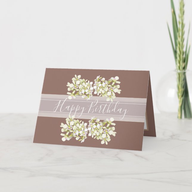 Cartão Floral Bouquet Orchid Flower Red Girl Birthday (Frente)