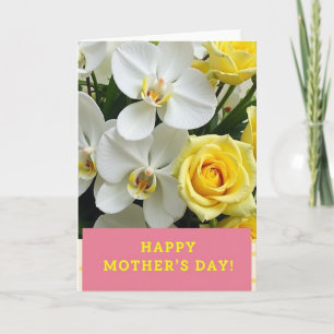 Cartão Floral Branco e Amarelo