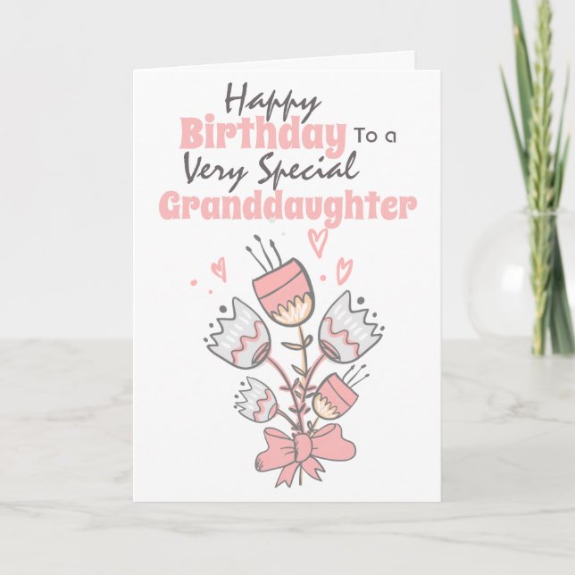 Cartão Floral bunch flowers with ribbon birthday wishes (Frente)