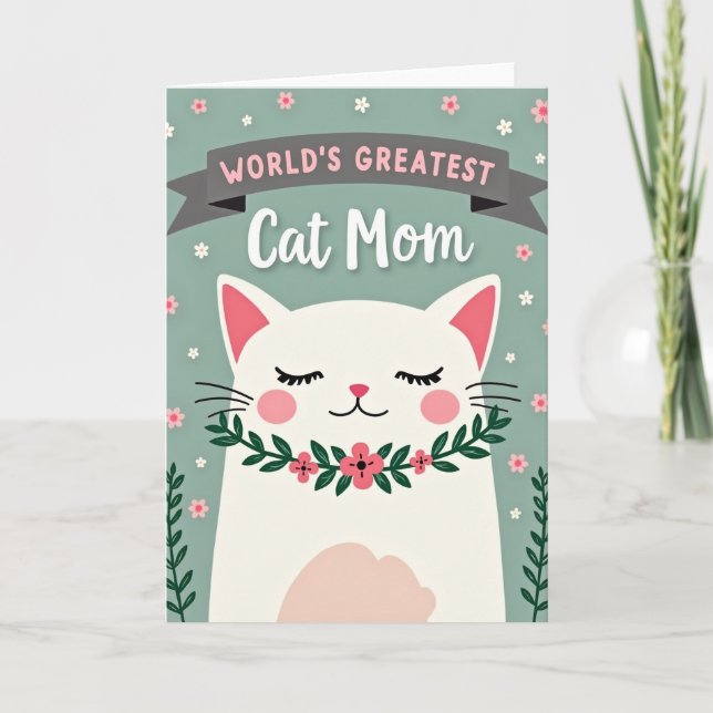 Cartão Floral Cat Mothers Day Card (Frente)