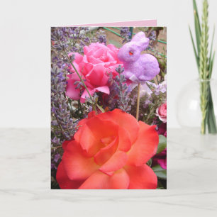 Cartão Floral Coelho Rosa Vermelho Jardim da Casa 