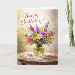 Cartão Floral Colorful Wildflowers Birthday