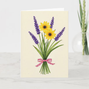 Cartão Floral com Fita Listrada