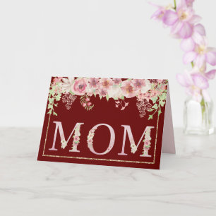 Cartão Floral cor-de-água rosa no Dia de as mães de amora