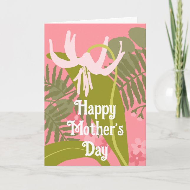 Cartão floral cor-de-rosa feliz no Dia das Mães (Frente)