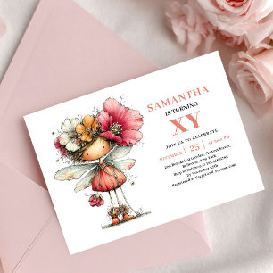 Cartão Floral Corado de 3º Aniversário da Garota d