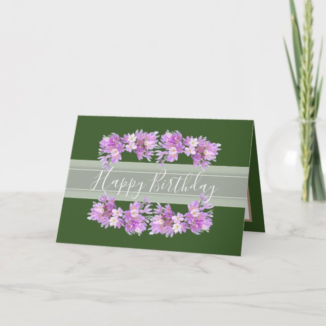 Cartão Floral Crocus Flower Green Girl Birday (Frente)
