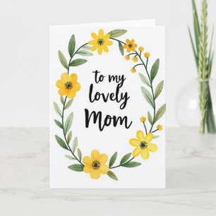Cartão Floral da Mamãe em Aquarela