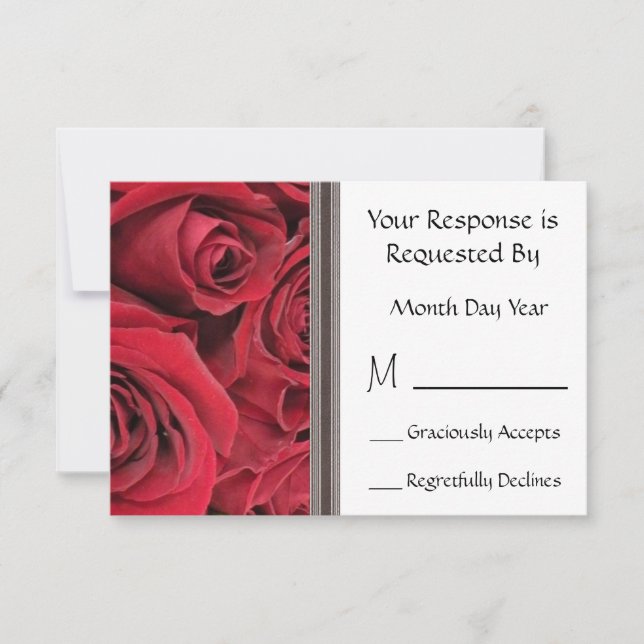 Cartão floral da rosa vermelha RSVP (Frente)