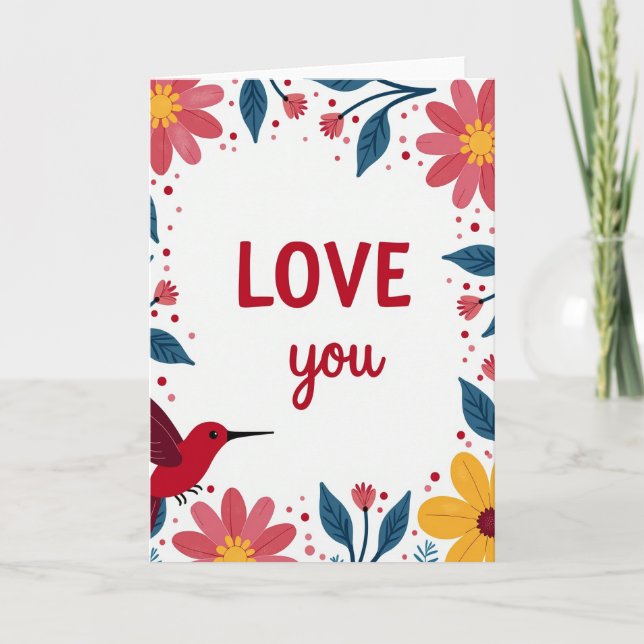 Cartão Floral de Amor Romântico (Frente)