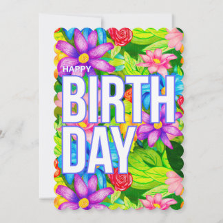 Cartão Floral de Aniversário Colorido – Design Des
