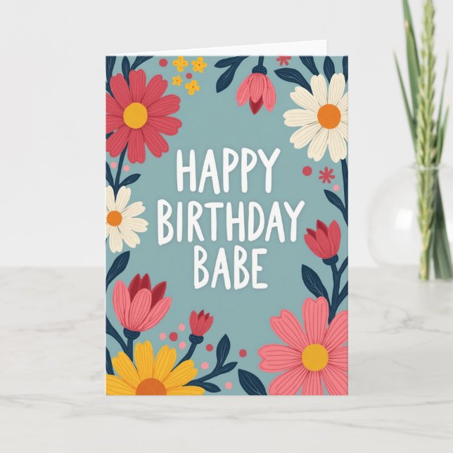 Cartão Floral de Aniversário com Bolinhas (Frente)
