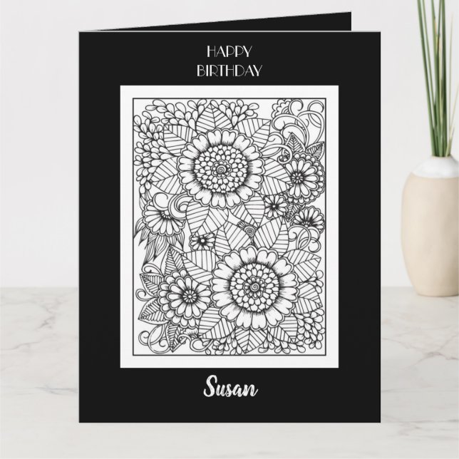 Cartão Floral de Aniversário Feliz (Frente)