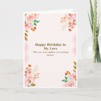 Cartão Floral de Aniversário para o Meu Amor