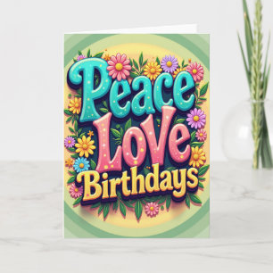 Cartão Floral de Aniversário Paz Amor
