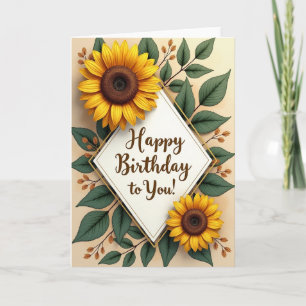 Cartão Floral de Aniversário Quente