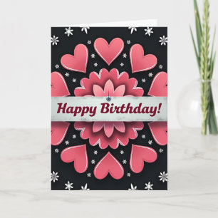 Cartão Floral de Aniversário Rosa