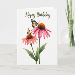 Cartão Floral de Aniversário Rosa Rosa
