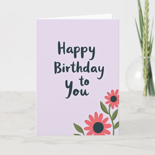 Cartão Floral de Aniversário Suave (Frente)