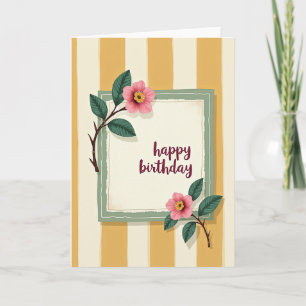 Cartão Floral de Aniversário Vintage