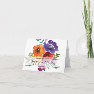 Cartão floral de aquarela de primavera brilhante