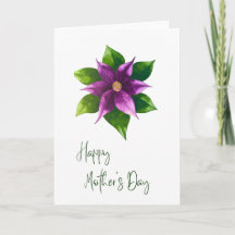 Cartão Floral de Aquarela do Dia Feliz das Mães