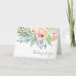 Cartão Floral de Aquarela Pensando em Você