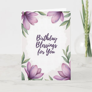 Cartão Floral de Bênçãos de Aniversário