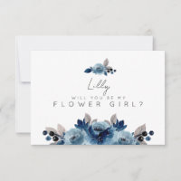 Cartão Floral de Bridesmaid Azul Dusty