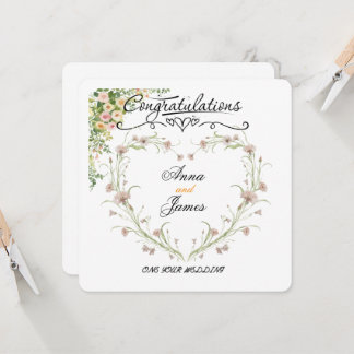Cartão Floral de Casamento Personalizado | Recém-C