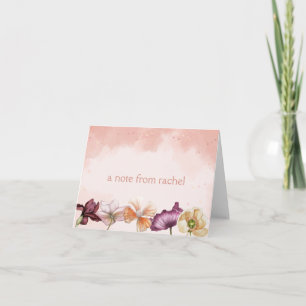 Cartão Floral de Cor de Água Rosa Personalizado