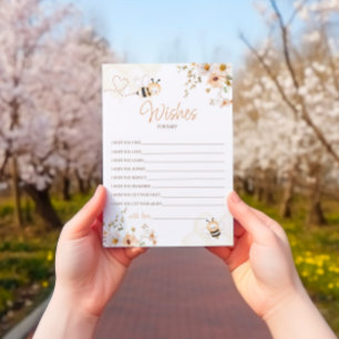 Cartão Floral de Desejo de Abelhas de Mel