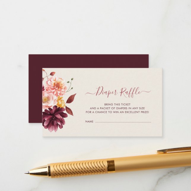 cartão floral de fralda de bebê em queda livre (Frente/Verso In Situ)