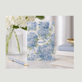 Cartão Floral de Hortênsia Azul para MÃE Presente