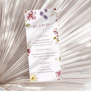 Cartão Floral de Menu Floral de Flores Selvagens