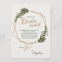 Cartão Floral de Pedido de Dama de Honra