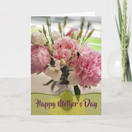 Cartão Floral de Peônias para o Dia das Mães