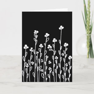 Cartão Floral de rabo branco-esbranquiçado minimalista
