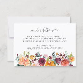 Cartão Floral de Recepção de casamento de outono