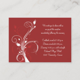 Cartão Floral de Recepção Vermelho e Branco