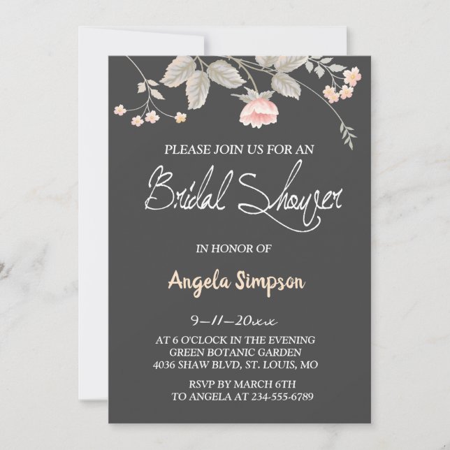 Cartão floral do chá de panela da aguarela chique (Frente)