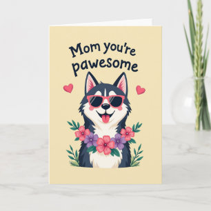 Cartão Floral do Dia das Mães Cachorro Legal