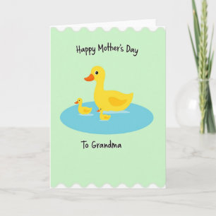 Cartão Floral do Dia das Mães com Aves Aquáticas