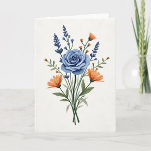Cartão Floral do Dia das Mães Rosa Azul