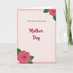 Cartão Floral do Dia das Mães Rosa Corado