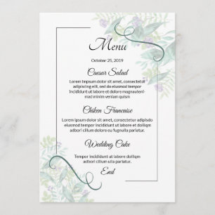 Cartão floral do menu do casamento