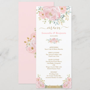 Cartão floral do menu do casamento da aguarela