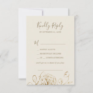 Cartão floral dourado do pedido RSVP da canção 