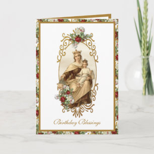 Cartão Floral Dourado Elegante Monte Carmelo Jesus